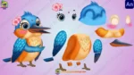 Blue & Orange Kingfisher Bird Animation Rig - Image 2