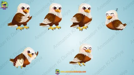 Cute Eagle ( Chil ) Character Rigged FLA File
