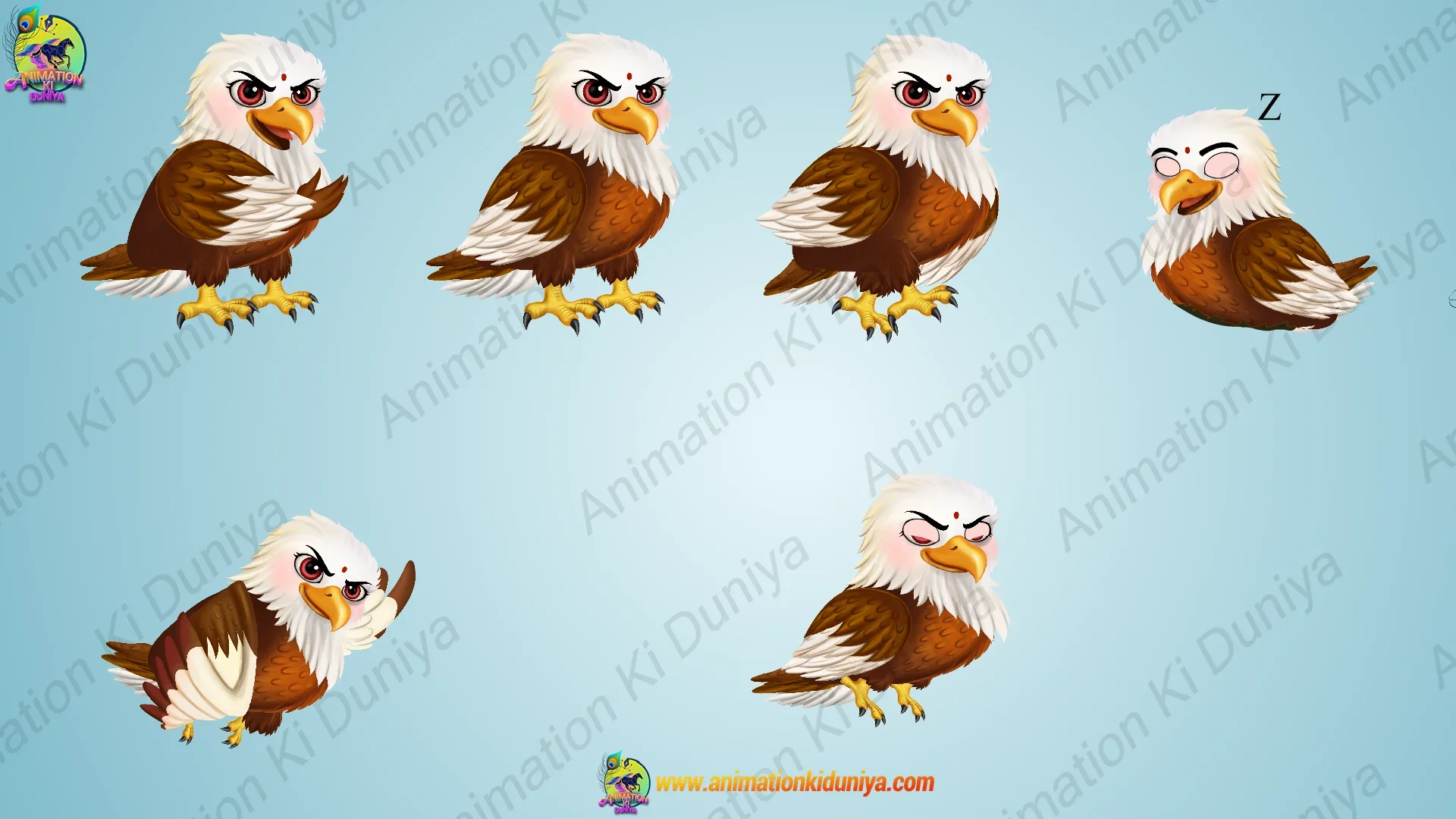 Chill (1) Cute Eagle ( Chil ) Character Rigged FLA File - Image 1