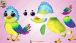 Cute Colorful Bird Character Rainbow Wings Bird Rigged FLA File - Image 2