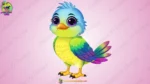 Cute Colorful Bird Character Rainbow Wings Bird Rigged FLA File - Image 3