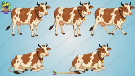 2D Cartoon Cow Character Vector Asset - Adobe Animate CC (.FLA)