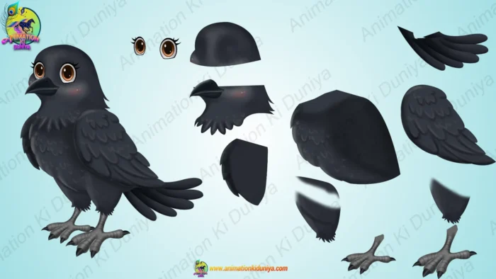 Kauwa / Crow Bird Animation Rig | Cute Crow Character Rigged FLA File ...