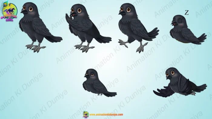 Kauwa / Crow Bird Animation Rig | Cute Crow Character Rigged FLA File ...