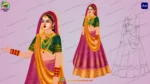 2D Cartoon Indian Wedding Bride ( Dulhan ) Character Sheet - Image 3