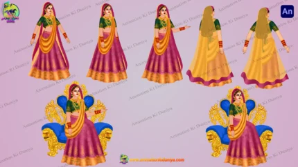 2D Cartoon Indian Wedding Bride ( Dulhan ) Character Sheet