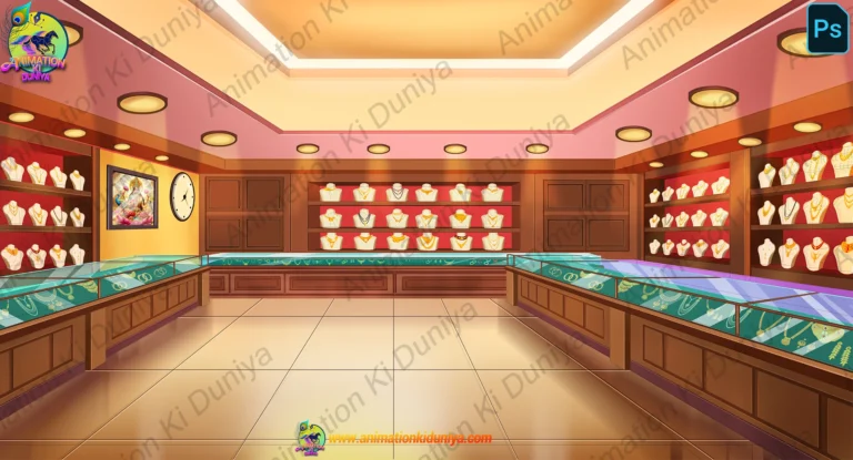 Luxury Gold Jewelry Shop Interior Background (PSD & PNG)