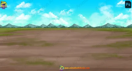 Open Dirt Ground & Mountain Horizon Landscape Background (PSD & PNG)