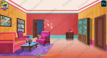 Modern Living Room & Hall Interior Background(PSD & PNG)