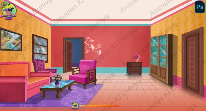 Teregram Background Modern Living Room & Hall Interior Background(PSD & PNG) – Animation Ki ...