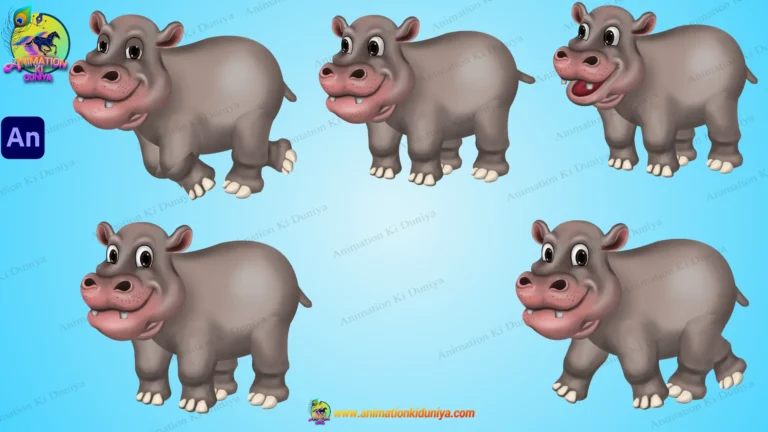 2D Cartoon Hippo Character
