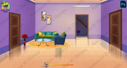 Purple Hall & Sitting Area Interior Background (PSD & PNG)