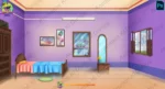 Cozy Purple Bedroom Interior Background(PSD & PNG)
