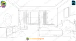 Green & Yellow Patterned ( Rajmahal Inside Room )Bedroom Interior Background (PSD & PNG) - Image 2