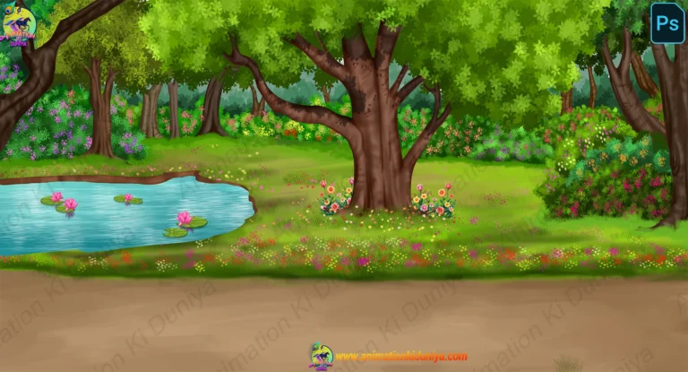2D Jungle River & Pond Background (PSD & PNG)