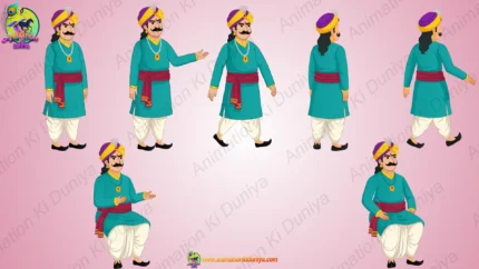 2D Cartoon Mantri / Minister Character Sheet