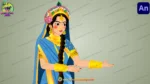 2D Cartoon Radha Character | ( Rani ) Traditional Indian Goddess Character - Image 2