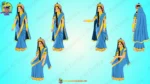 2D Cartoon Radha Character | ( Rani ) Traditional Indian Goddess Character