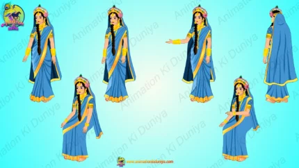 2D Cartoon Radha Character | ( Rani ) Traditional Indian Goddess Character