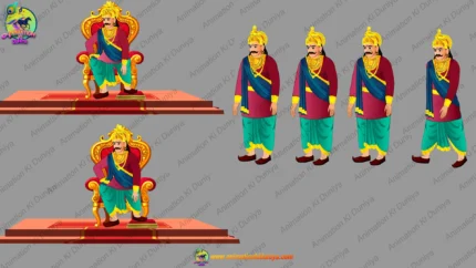 Indian King / Raja ( Maharaja ) Character Rig with Golden Throne