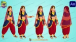 Indian Princess / Rajkumari Character Rig in Blue & Red