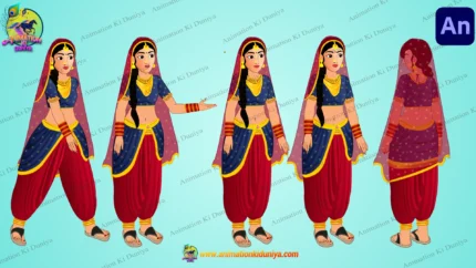 Indian Princess / Rajkumari Character Rig in Blue & Red
