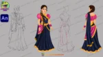 Indian Princess / Rajkumari Character Rig in Pink & Blue Lehenga - Image 2