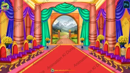 Royal Rajmahal Durbar Hall Cartoon Background(PSD & PNG)