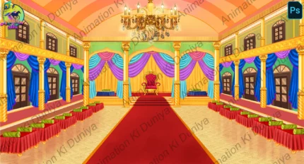 Royal Rajsabha King Court Cartoon Background(PSD & PNG)