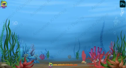 Underwater River Cartoon Background(PSD & PNG)