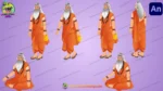 2D Cartoon Rishi / Sadhu Character Sheet with Kamandal