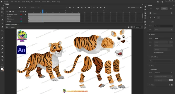 2D Cartoon Tiger (Baagh) Character Sheet – Animation Ki Duniya