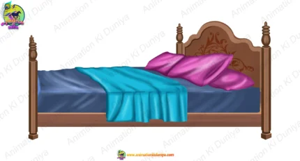 Wooden Double Bed Asset PSD | Nakasedar Wooden Palang 2D Animation Prop | Animation Ki Duniya