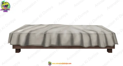 Covered Low Wooden Bed Asset PSD | Dhaka Hua Palang aur Chadar 2D Animation Prop | Animation Ki Duniya
