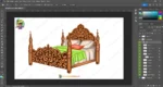 Royal Carved Wooden Bed Asset PSD | Shahi Nakasedar Palang 2D Animation Prop | Animation Ki Duniya - Image 2