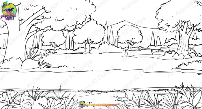 Banana Tree Orchard Cartoon Background PSD | Kele Ka Bagicha 2D ...