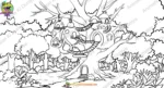 2D Grass Bird Nest Village Exterior Scene Asset Pack with Tree House & Forest (PSD/PNG) - Image 2