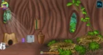 Birds Nest Hollow Tree House Interior Background (PSD & PNG)