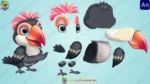 Black & White Bird Character Rigged FLA File - Image 2