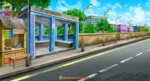 Indian City Bus Stop & Chai Stall 2D Animation Background