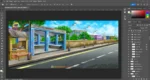 Indian City Bus Stop & Chai Stall 2D Animation Background - Image 2