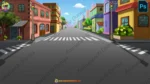 Urban City Street Intersection & Zebra Crossing Background (PSD & PNG)
