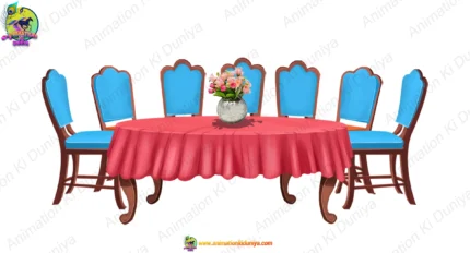 Dining Table and Chairs Asset PSD | Khane ki Mej aur Kursi 2D Animation Prop | Animation Ki Duniya