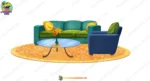 Living Room Sofa Set and Center Table Asset PSD | Baithak ka Sofa aur Rug 2D Animation Prop | Animation Ki Duniya
