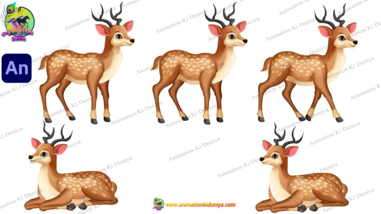 2D Cartoon Deer ( Hiran ) Jungle Stag Character - Adobe Animate CC