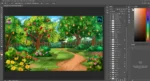 Lush Fruit Orchard & Garden Landscape Background(PSD & PNG) - Image 2