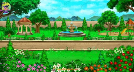 Beautiful Public Garden and Park Cartoon Background PSD | Sundar Park aur Fuhara 2D Animation Background | Animation Ki Duniya