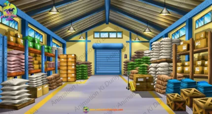 Industrial Warehouse & Grain Godown ( Factory ) Interior Background (PSD & PNG)