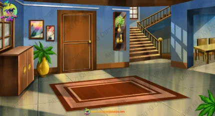 Ghar ka Living Room & Staircase Inside Horror Background
