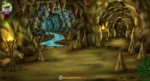 2D Cartoon Cave Background | Horror & Adventure Cave Background (PSD & PNG)